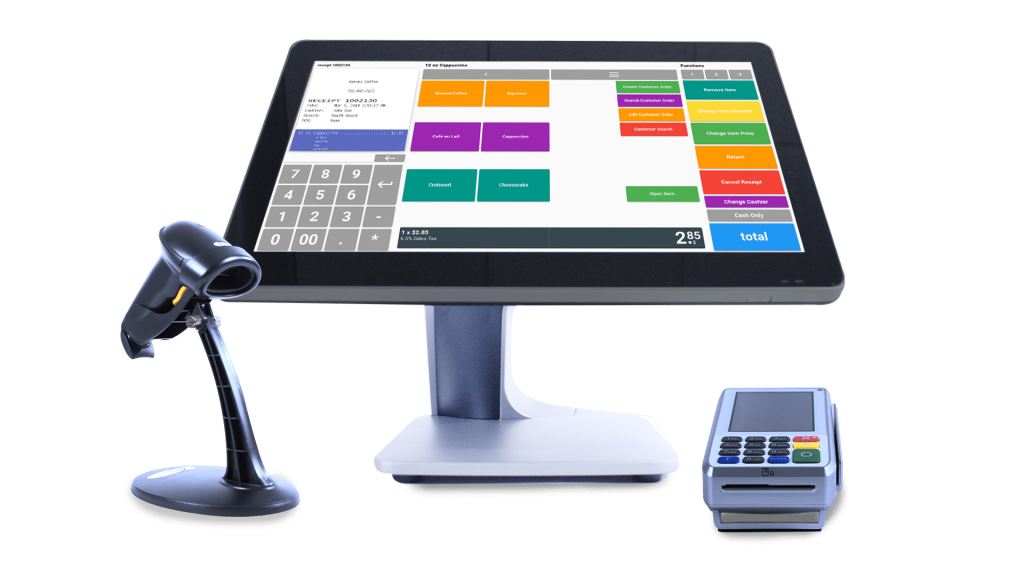 KORONA POS terminal, software, barcode scanner, and credit card reader